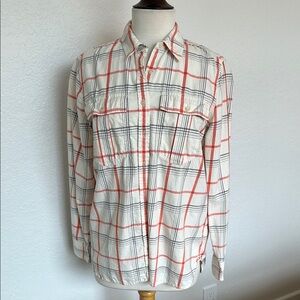 Banana Republic Plaid Button Down Shirt - White and Orange
